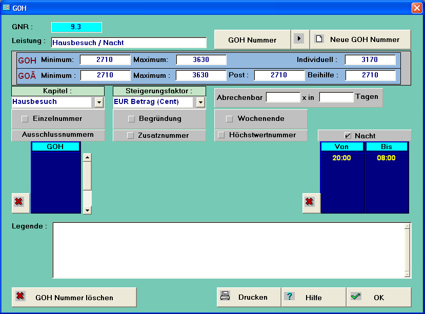 Geb&uuml;hrennummern